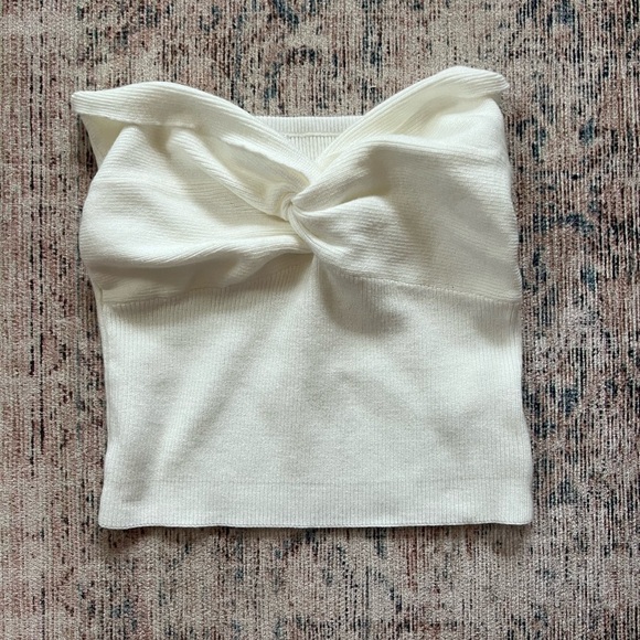 anrabess Tops - Anrabess Womens Sweater Knit Elegant White Knotted Tank Top